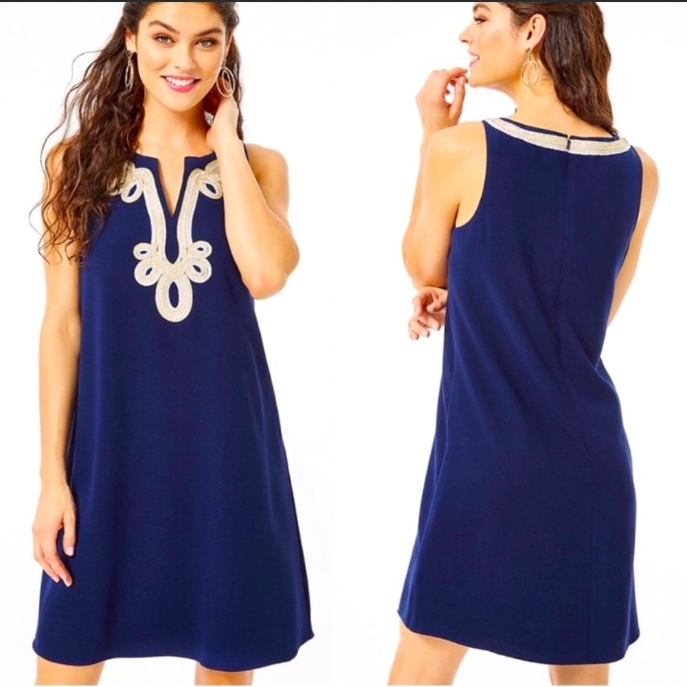 Lilly Pulitzer Cherlyn Soft Shift Dress Navy Blue Dress